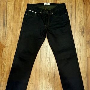 Naked & Famous Army Green Weft Stretch Selvedge